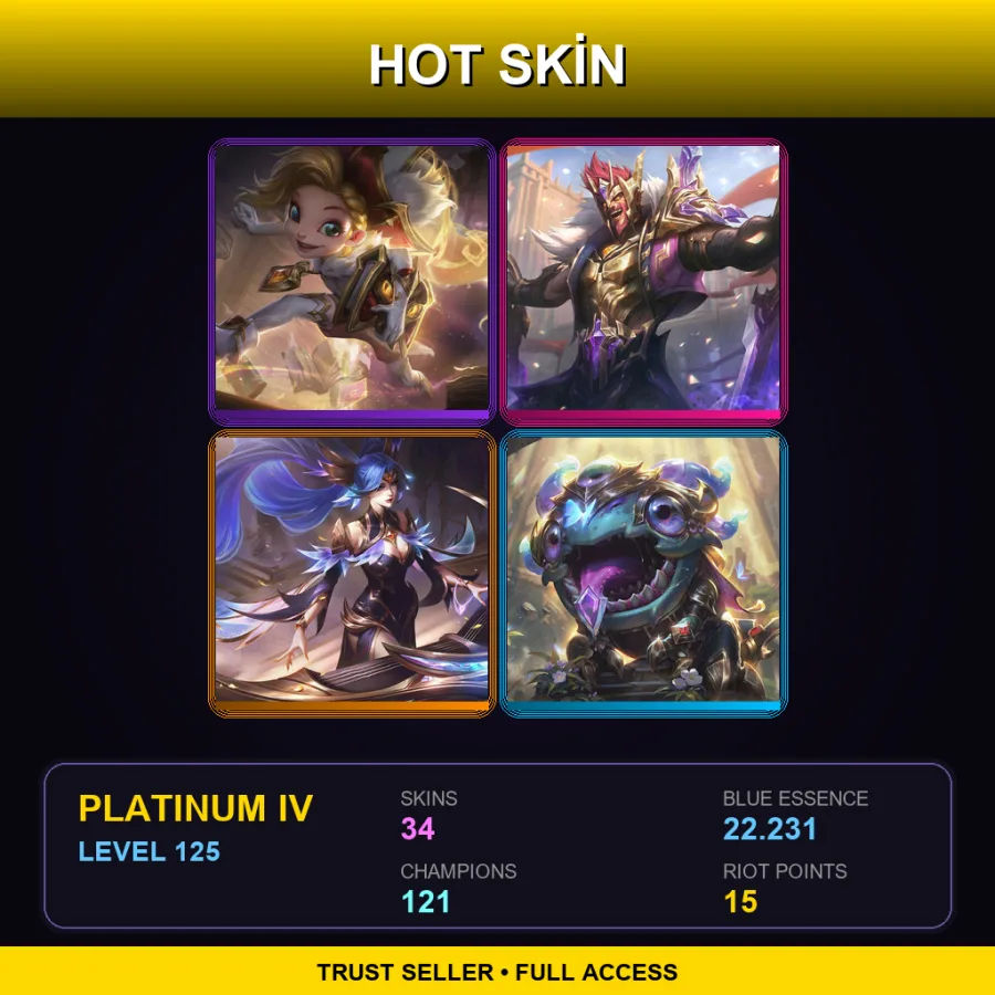 LAS | Lv125 | Platinum IV | 34 Skin | 121 Champ
