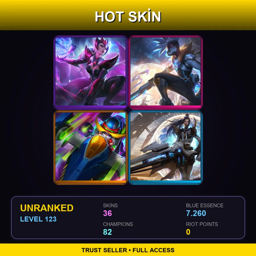 NA | Lv123 | Unranked | 36 Skin | 82 Champ — Challenger Ahri