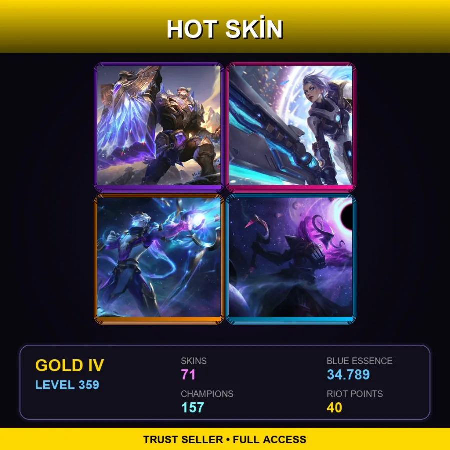 LAS | Lv359 | Gold IV | 71 Skin | 157 Champ