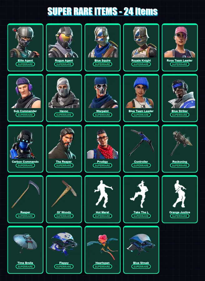 [PS4/PS5/XBOX/PC] | Elite Agent | Rogue Agent | Blue Squire | Royale Knight | Rose Team Leader | 90 skin | 80 pickaxe | 76 emote | 75 glider | Lv974