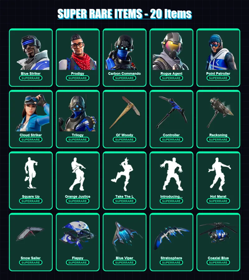 [PS4/PS5/XBOX/PC] | Blue Striker | Prodigy | Carbon Commando | 214 skin | Lv2447