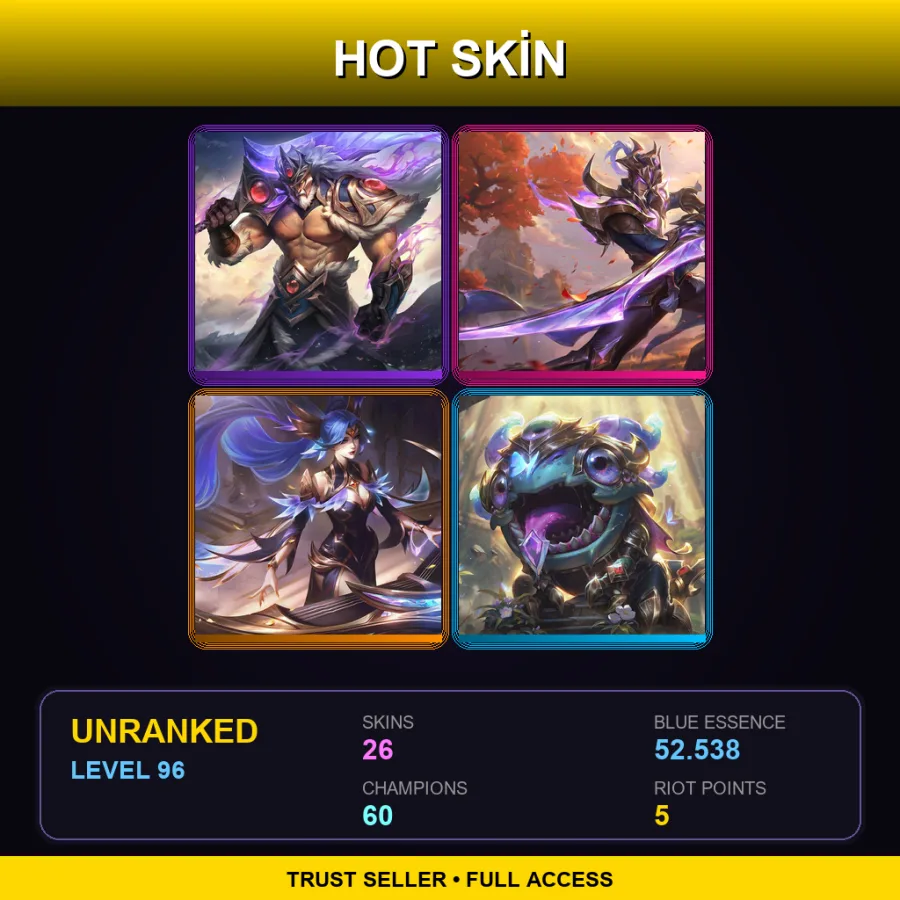 EUW | Lv96 | Unranked | 26 Skin | 60 Champ
