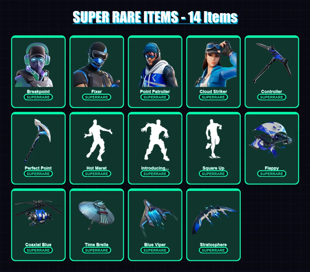 [PS4/PS5/PC] | Breakpoint | Fixer | Point Patroller | Cloud Striker | Hybrid | 85 skin | 106 pickaxe | 87 emote | 95 glider | Lv1281