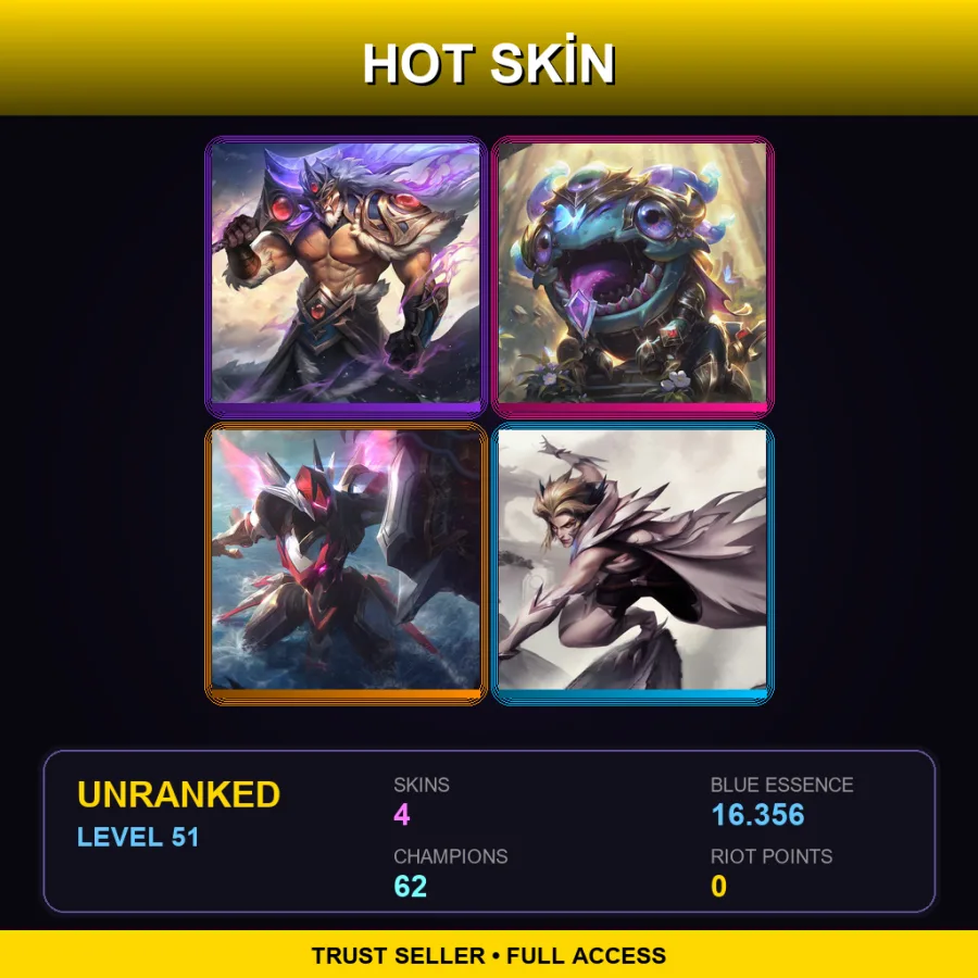 NA | Lv51 | Unranked | 4 Skin | 62 Champ