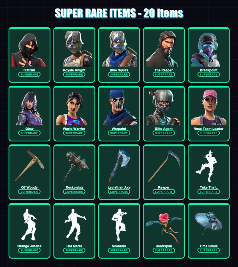 [PS4/PS5/XBOX/PC] | IKONIK | Royale Knight | Blue Squire | The Reaper | Breakpoint | 169 skin | 168 pickaxe | 150 emote | 143 glider | Lv2191