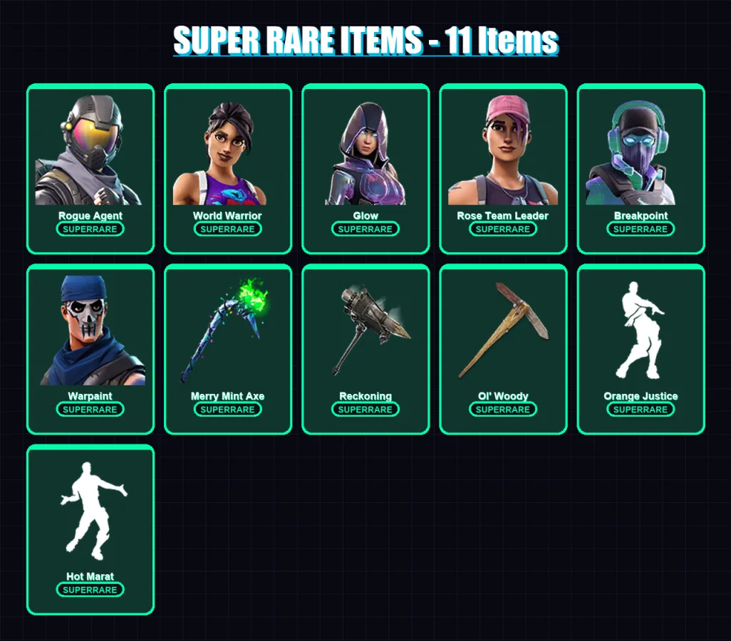 [PC/XBOX/PSN] | Rogue Agent | World Warrior | Glow | Rose Team Leader | Breakpoint | 126 skin | 142 pickaxe | 127 emote | 109 glider | Lv1697