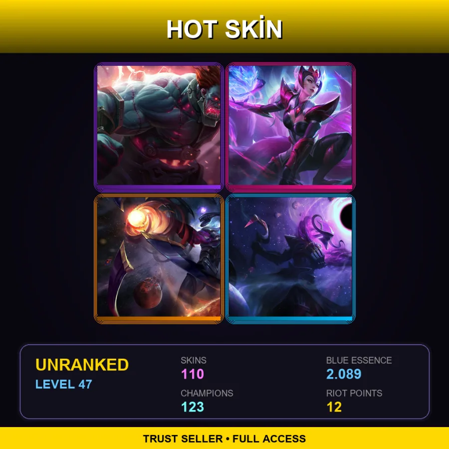 EUW | Lv47 | Unranked | 110 Skin | 123 Champ