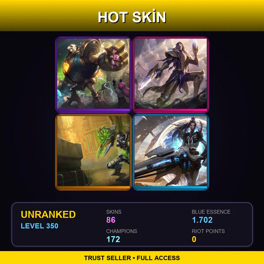 LAN | Lv350 | Unranked | 86 Skin | 172 Champ — Battle Queen Qiyana