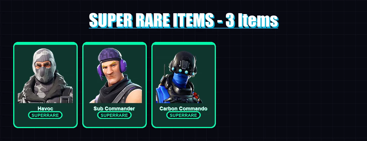 [PC/PSN] | Havoc | Sub Commander | Carbon Commando | Hybrid | Blackheart | 7 skin | 9 pickaxe | 13 emote | 11 glider | Lv280