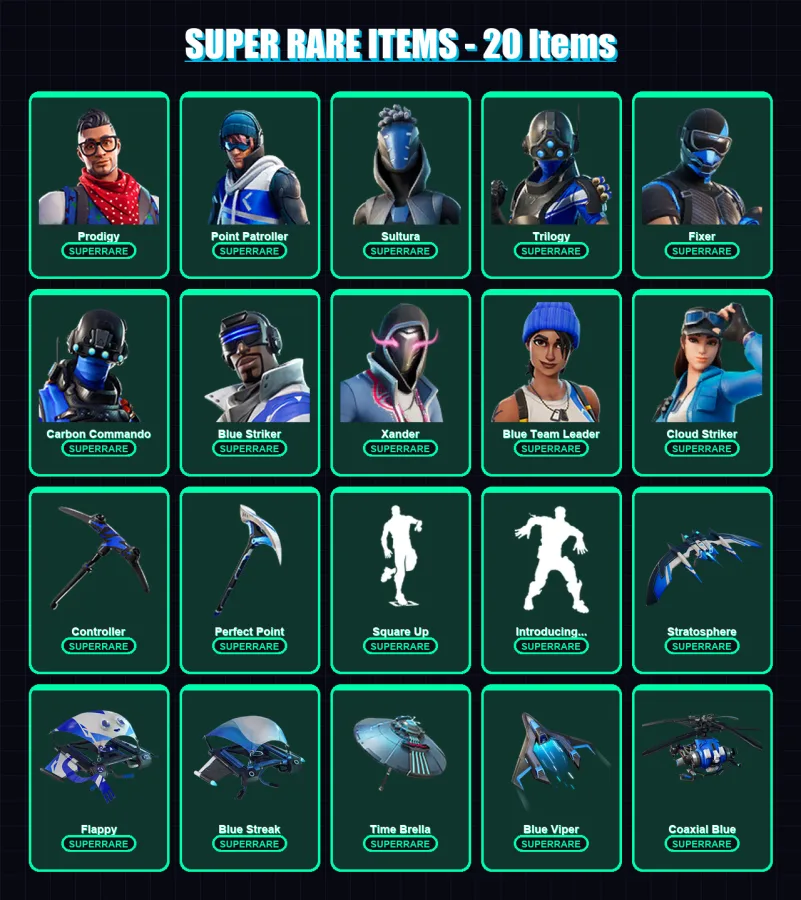 [PS4/PS5/XBOX/PC] | Prodigy | Point Patroller | Sultura | Trilogy | Fixer | 148 skin | 157 pickaxe | 122 emote | 158 glider | Lv2024