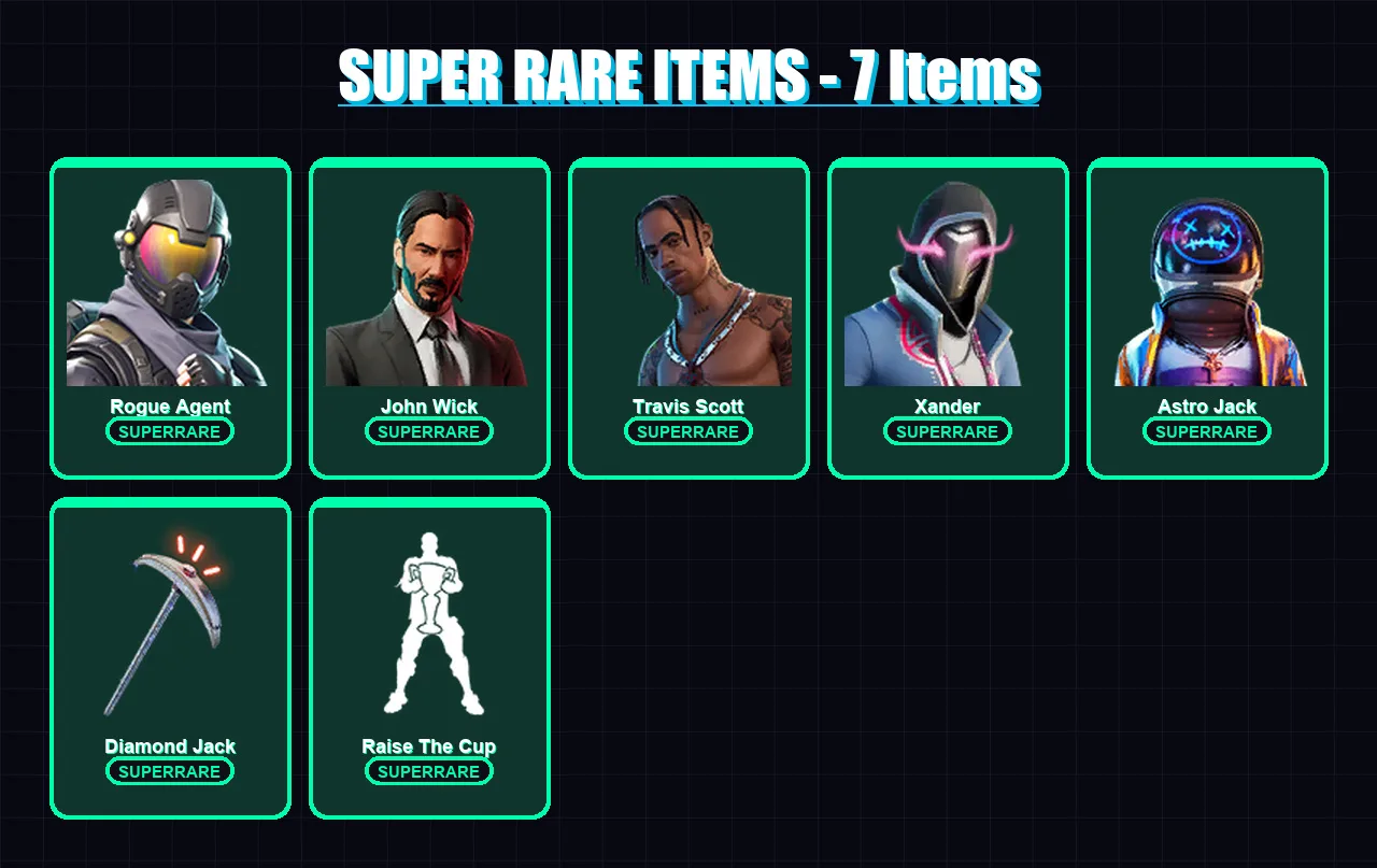 [PC/XBOX] | Rogue Agent | John Wick | Travis Scott | Xander | Astro Jack | 140 skin | 137 pickaxe | 193 emote | 99 glider | Lv1337
