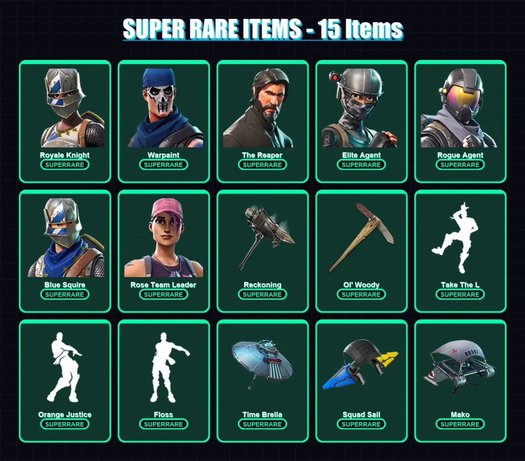 [PC/XBOX/PSN] | OG Skull Trooper | Royale Knight | Warpaint | The Reaper | Elite Agent | 60 skin | 62 pickaxe | 91 emote | 83 glider | Lv1293
