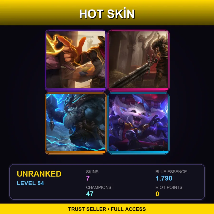 LAS | Lv54 | Unranked | 7 Skin | 47 Champ — High Noon Twisted Fate