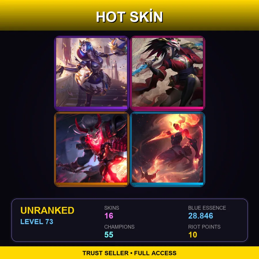 LAN | Victorious Orianna | Blood Moon Akali | Blood Moon Thresh | Infernal Akali | 16 Skin | 55 Champ | Lv73