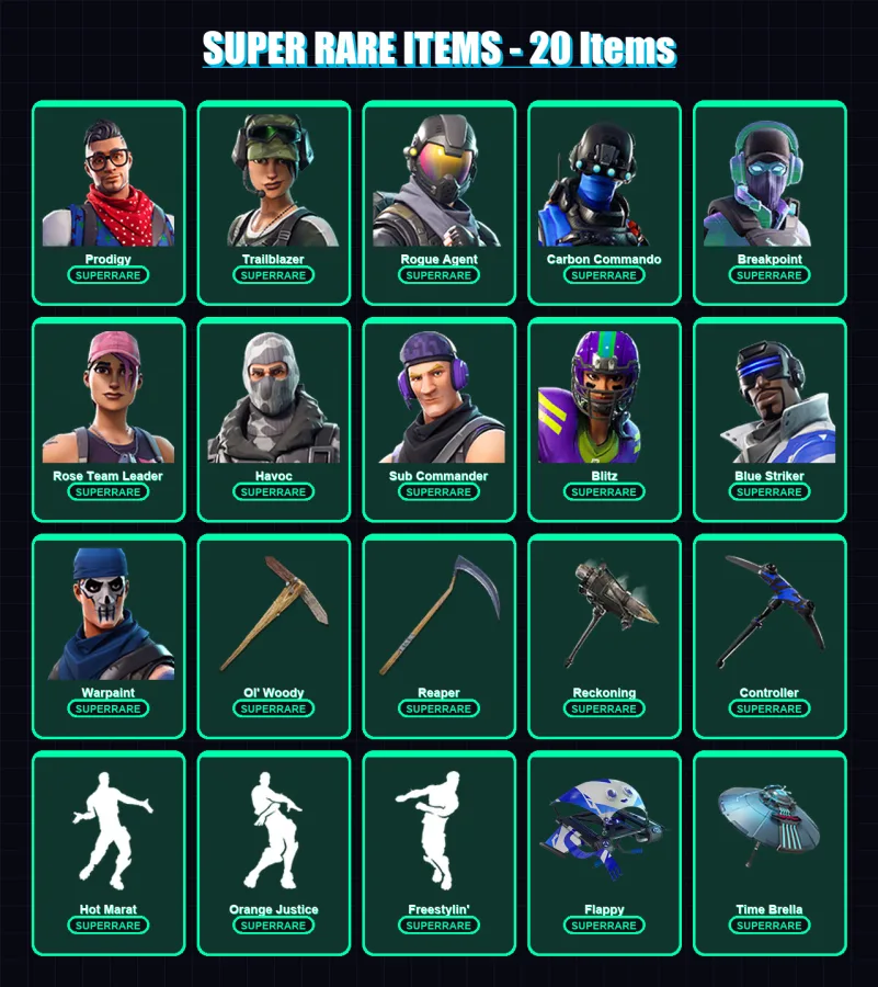 [PC] | Prodigy | Trailblazer | Rogue Agent | Carbon Commando | Breakpoint | 98 skin | 90 pickaxe | 87 emote | 89 glider | Lv1186