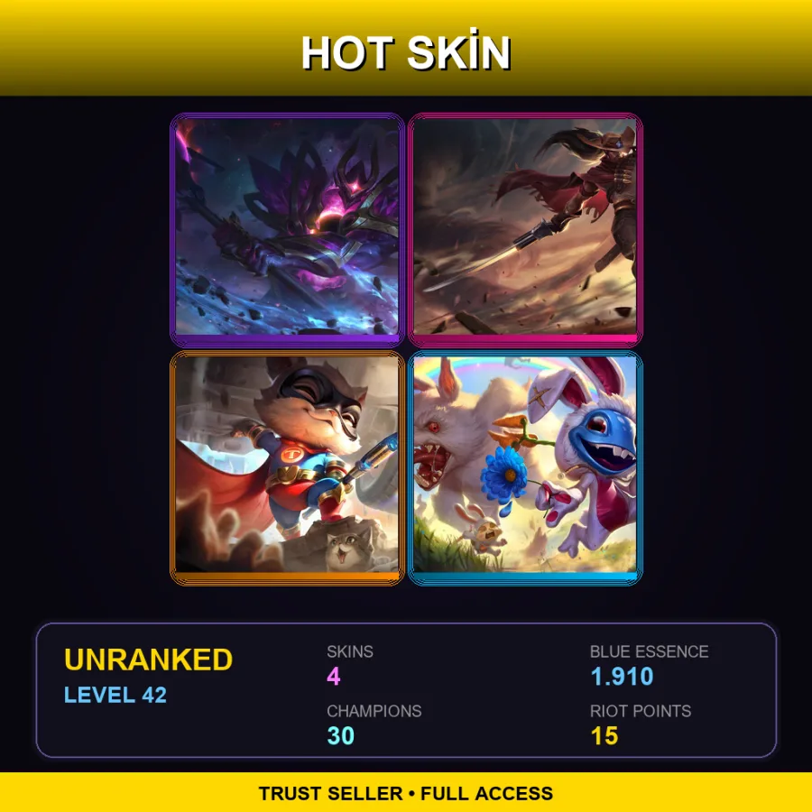 EUW | Lv42 | Unranked | 4 Skin | 30 Champ