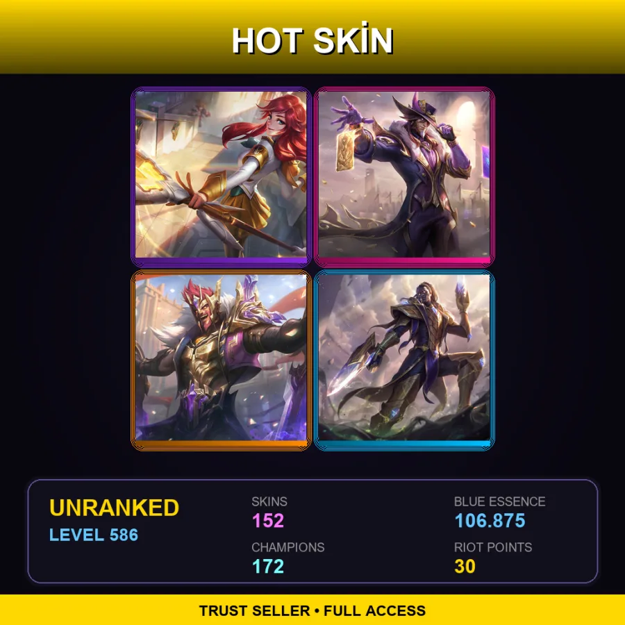 EUW | Lv586 | Unranked | 152 Skin | 172 Champ — Conqueror Karma