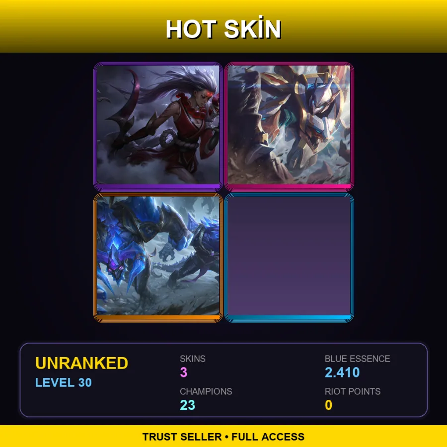 EUW | Lv30 | Unranked | 3 Skin | 23 Champ — LoL account