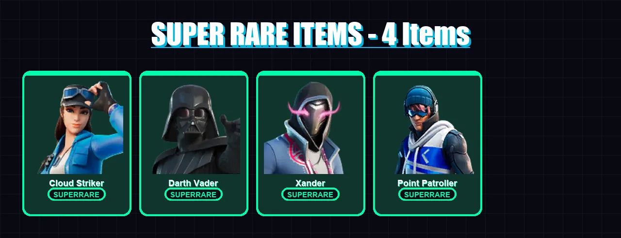 [PC/XBOX] | Cloud Striker | Darth Vader | Xander | Point Patroller | Menace | 53 skin | 59 pickaxe | 46 emote | 56 glider | Lv930