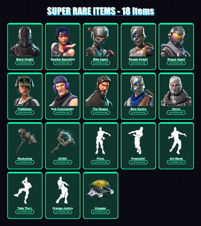 [PC/PSN] | Black Knight | Sparkle Specialist | Elite Agent | Royale Knight | Rogue Agent | 56 skin | 40 pickaxe | 57 emote | 49 glider | Lv687