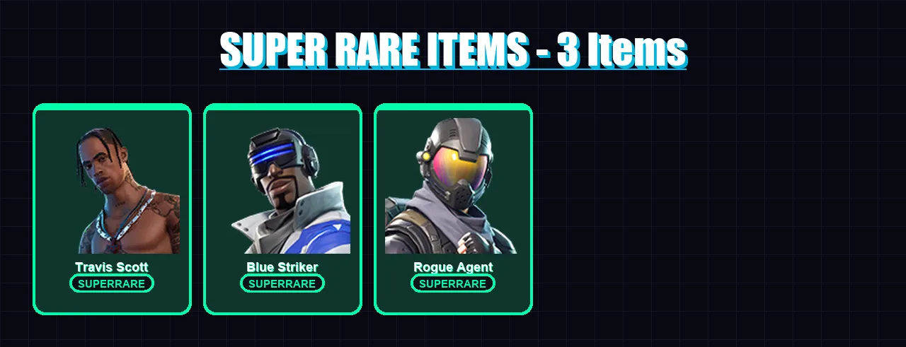 [PS4/PS5/XBOX/PC] | Travis Scott | Blue Striker | Rogue Agent | Fusion | Carbide | 16 skin | 18 pickaxe | 29 emote | 24 glider | Lv626