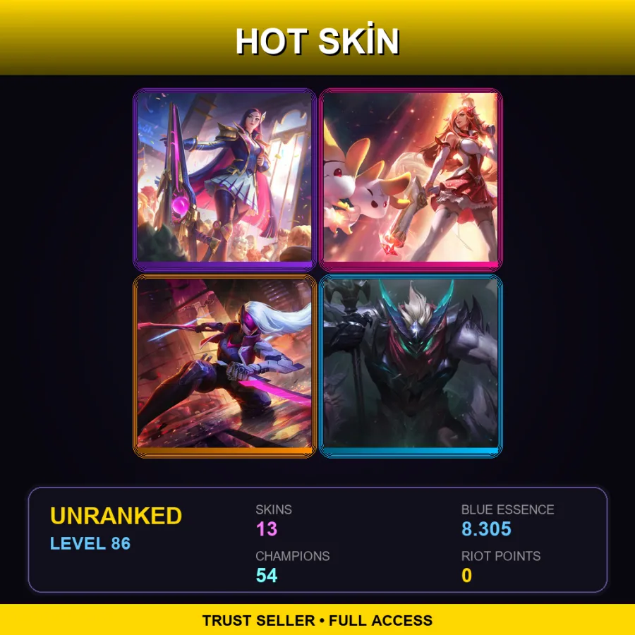 LAS | Lv86 | Unranked | 13 Skin | 54 Champ — LoL account