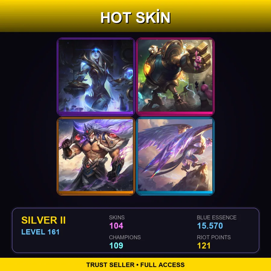 EUNE | Lv161 | Silver II | 104 Skin | 109 Champ