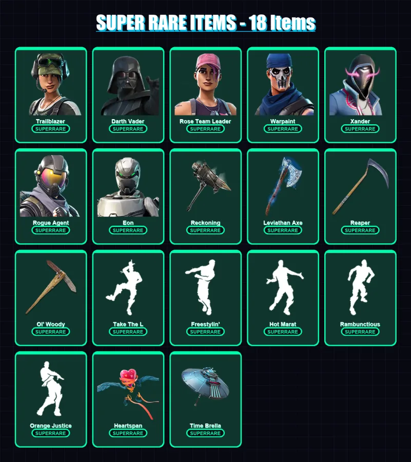 [PC/XBOX/PSN] | Trailblazer | Darth Vader | Rose Team Leader | Warpaint | Xander | 593 skin | 512 pickaxe | 459 emote | 325 glider | Lv6371