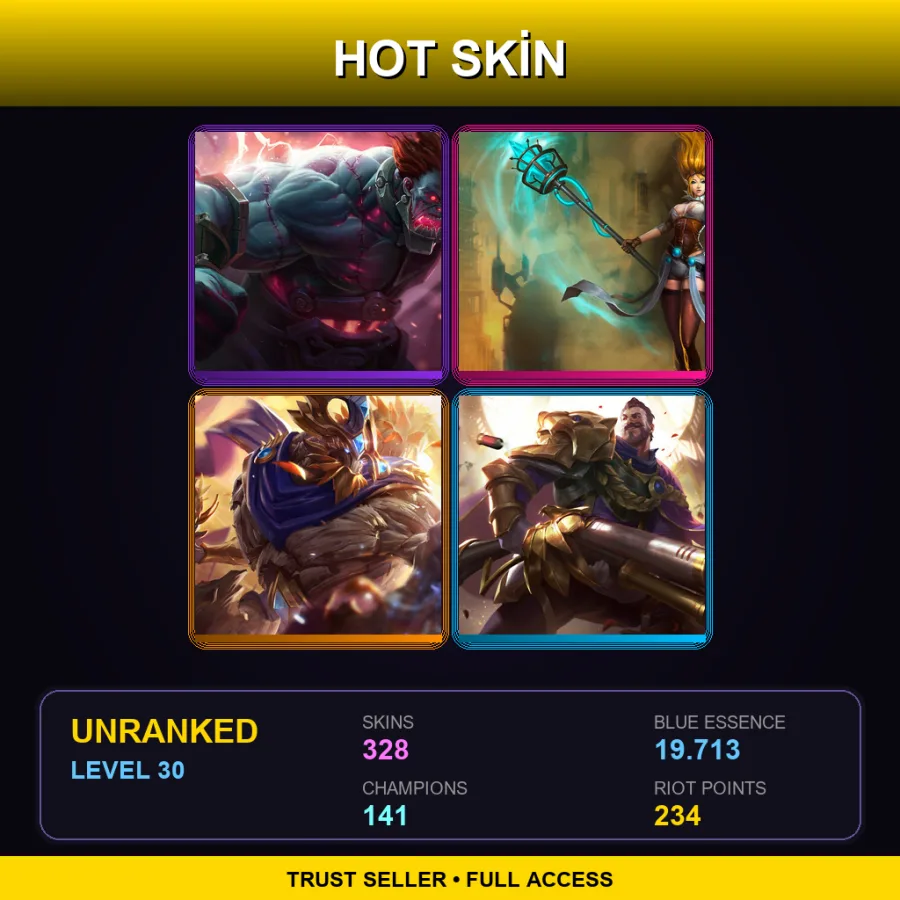 EUW | Lv30 | Unranked | 328 Skin | 141 Champ
