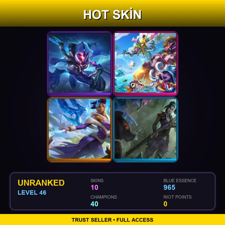 EUW | Lv46 | Unranked | 10 Skin | 40 Champ