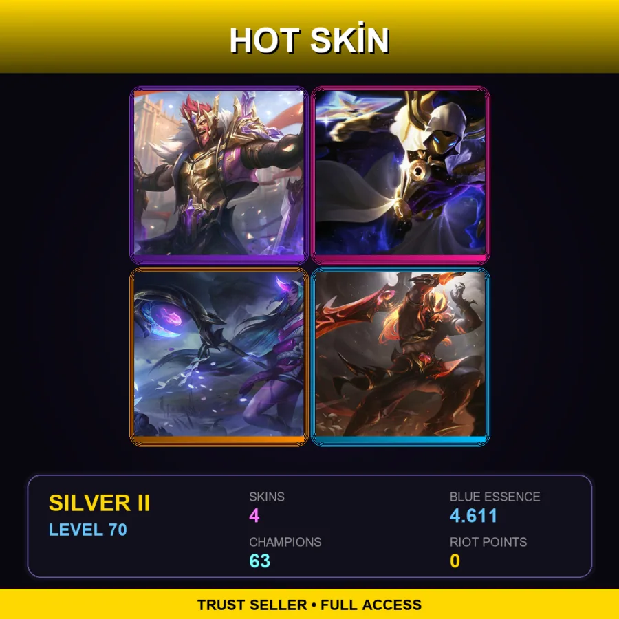 EUW | Lv70 | Silver II | 4 Skin | 63 Champ
