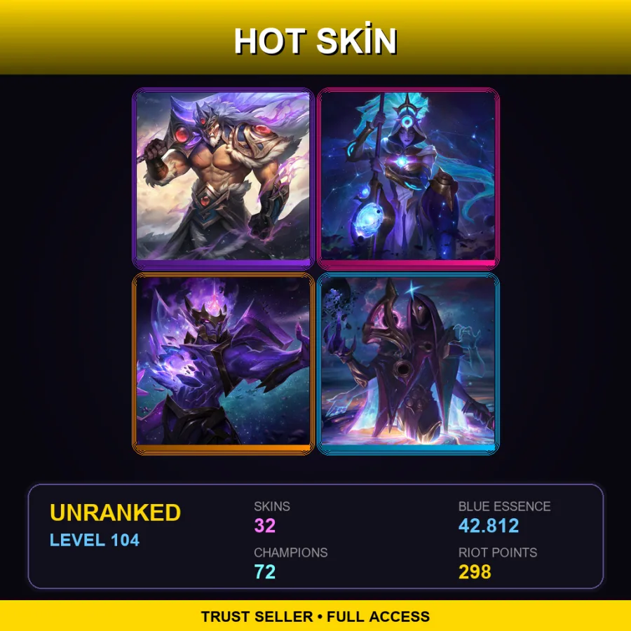 NA | Lv104 | Unranked | 32 Skin | 72 Champ
