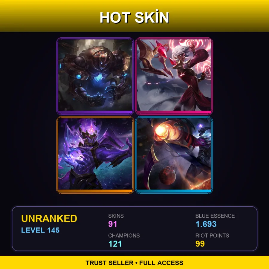 VN | Lv145 | Unranked | 91 Skin | 121 Champ