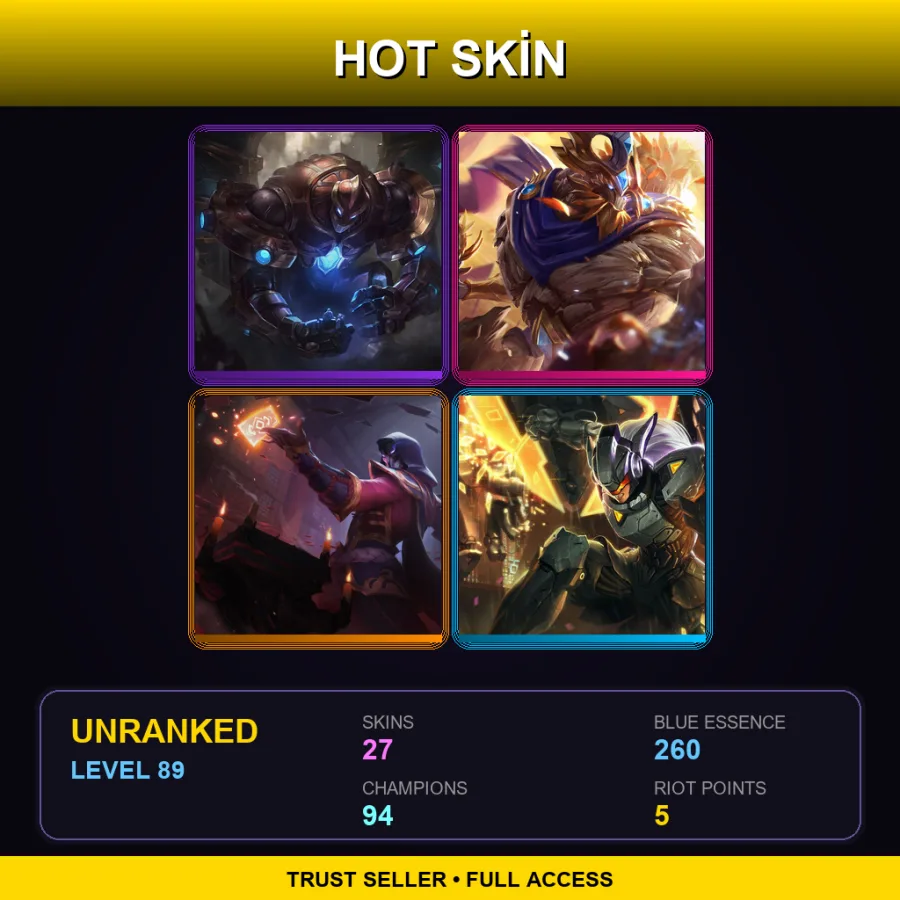 LAN | Lv89 | Unranked | 27 Skin | 94 Champ — Hextech Galio