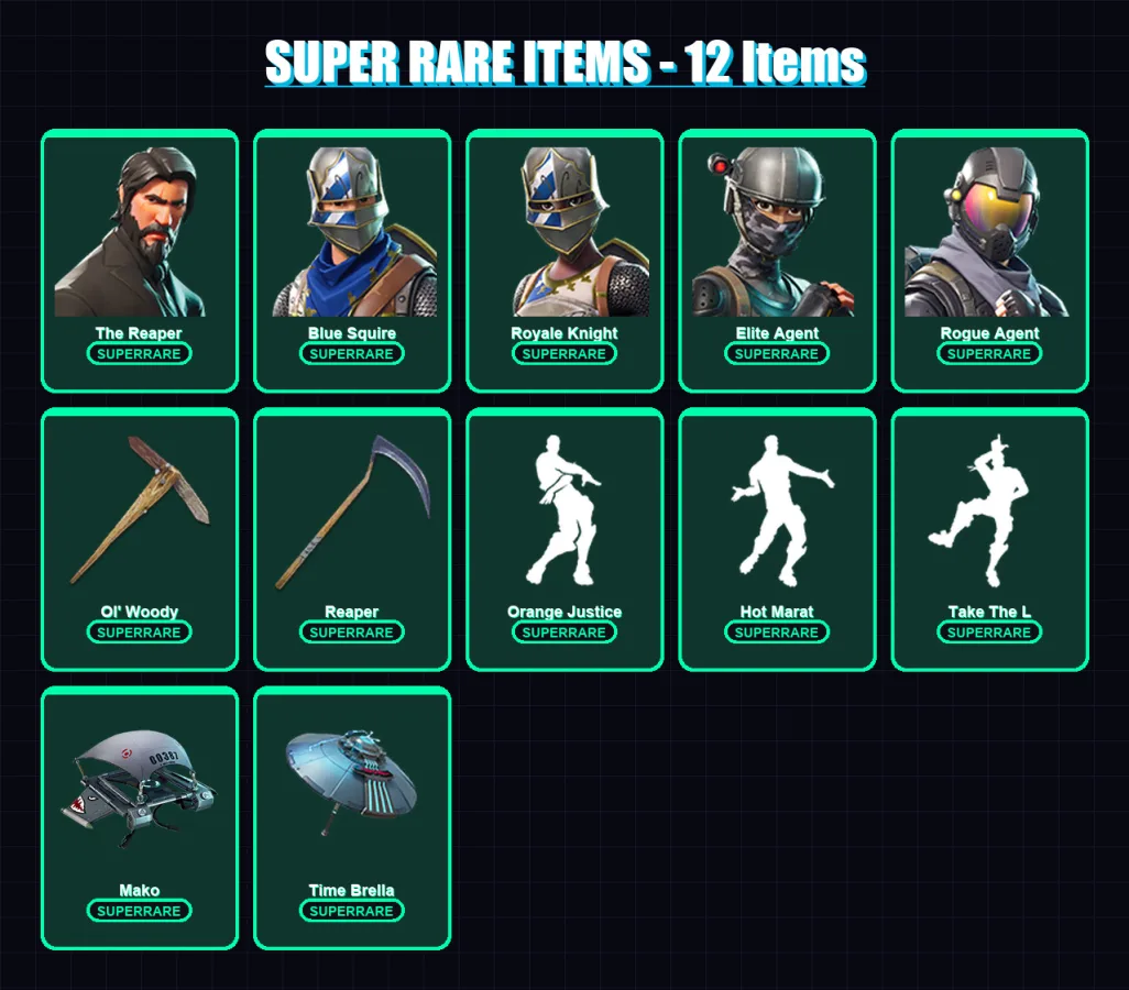 [PC/PSN] | The Reaper | Blue Squire | Royale Knight | Elite Agent | Rogue Agent | 39 skin | 44 pickaxe | 54 emote | 51 glider | Lv867