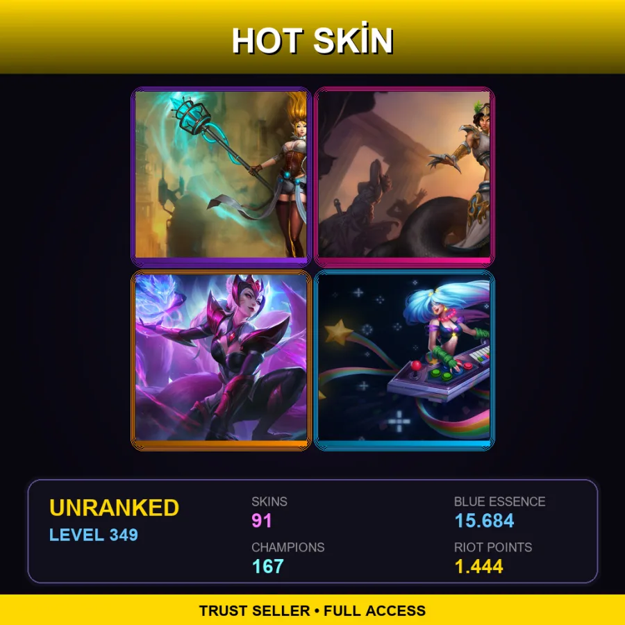 NA | Lv349 | Unranked | 91 Skin | 167 Champ