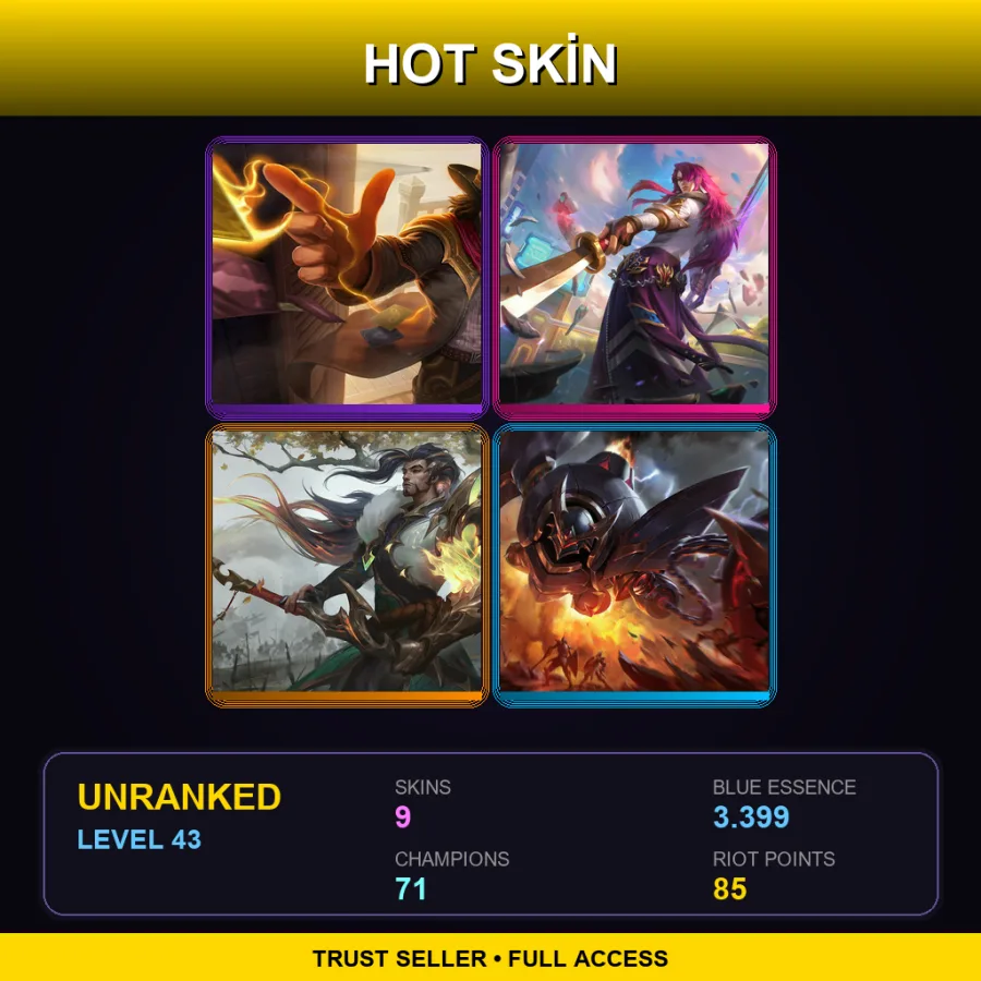 SG | Lv43 | Unranked | 9 Skin | 71 Champ — LoL account