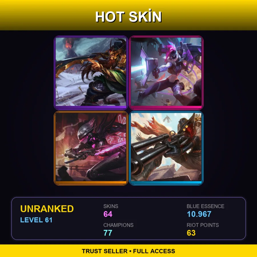 EUNE | Lv61 | Unranked | 64 Skin | 77 Champ — LoL account