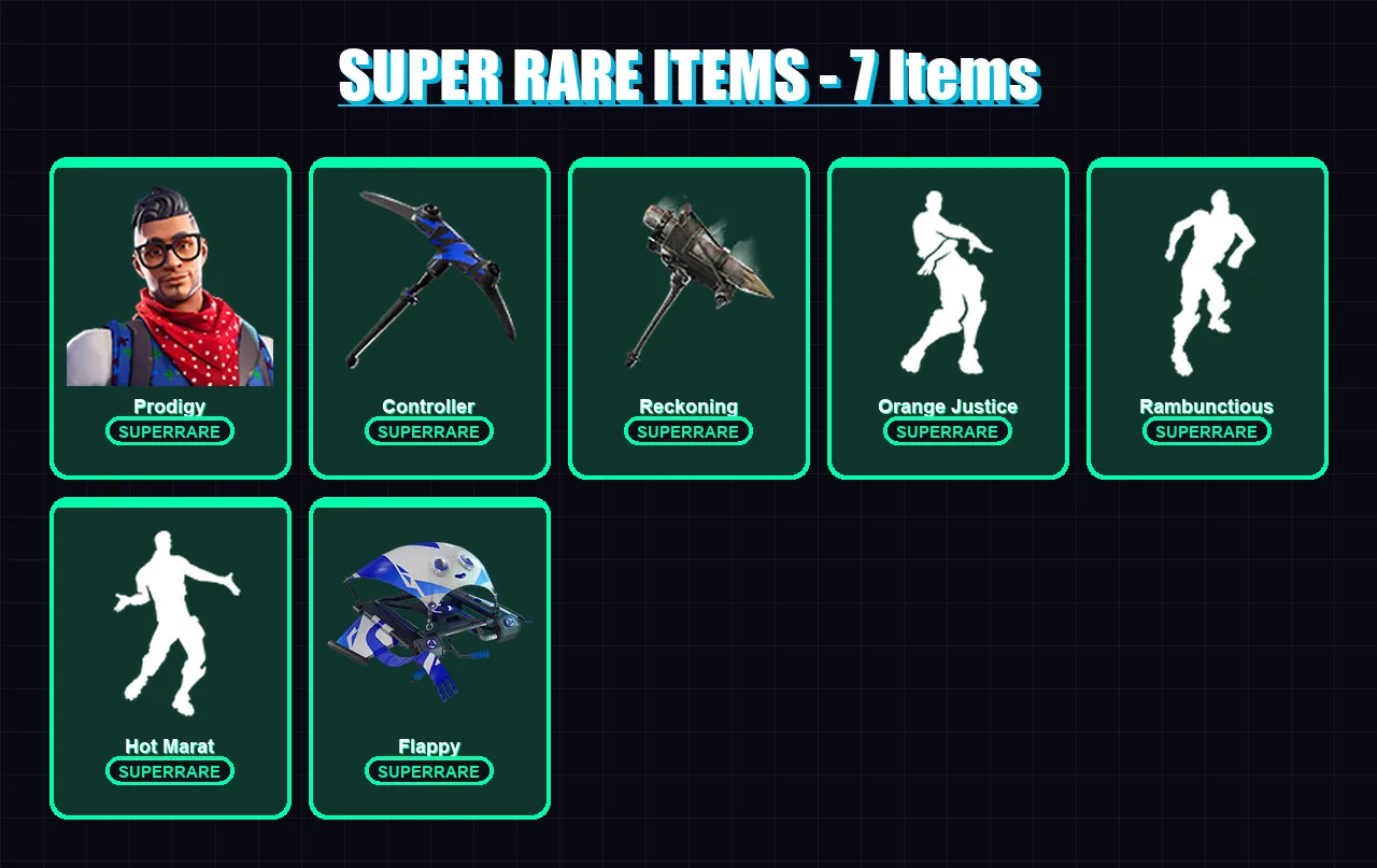 [PS4/PS5/XBOX/PC] | Prodigy | Calamity | Zenith | The Prisoner | Lynx | 33 skin | 22 pickaxe | 34 emote | 30 glider | Lv403