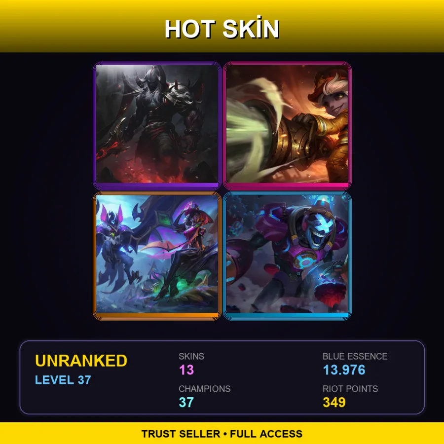 TR | Lv37 | Unranked | 13 Skin | 37 Champ — LoL account