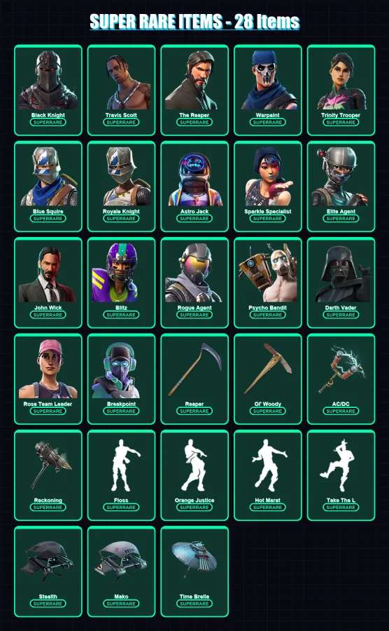 [PS4/PS5/XBOX/PC] | Black Knight | Travis Scott | The Reaper | Warpaint | Trinity Trooper | 585 skin | 477 pickaxe | 479 emote | 318 glider | Lv5613 — Fortnite account