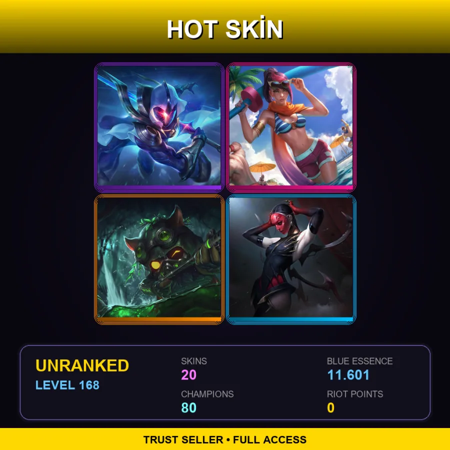 LAS | Lv168 | Unranked | 20 Skin | 80 Champ