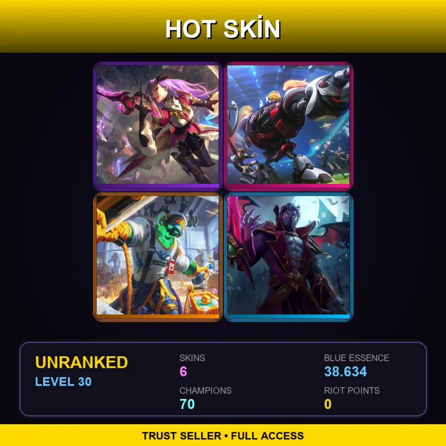 VN | Lv30 | Unranked | 6 Skin | 70 Champ with Shyvana