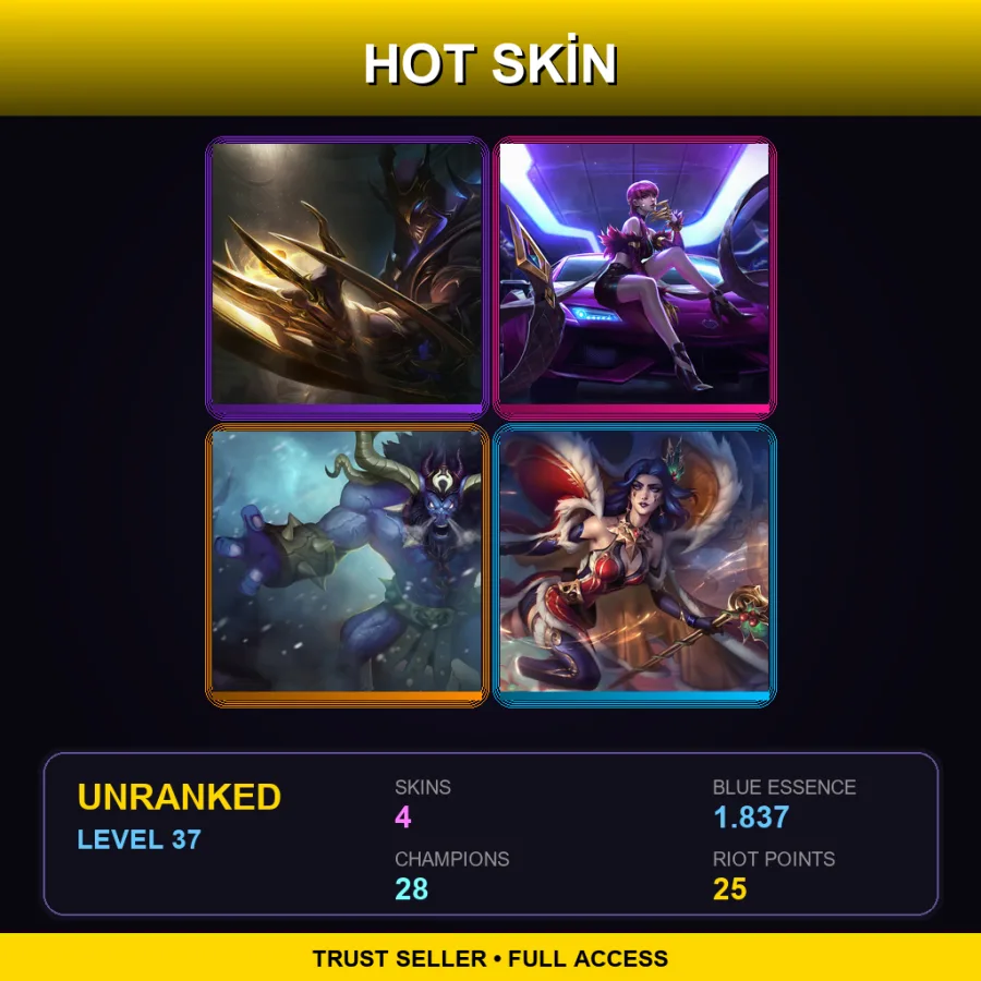 EUW | Lv37 | Unranked | 4 Skin | 28 Champ