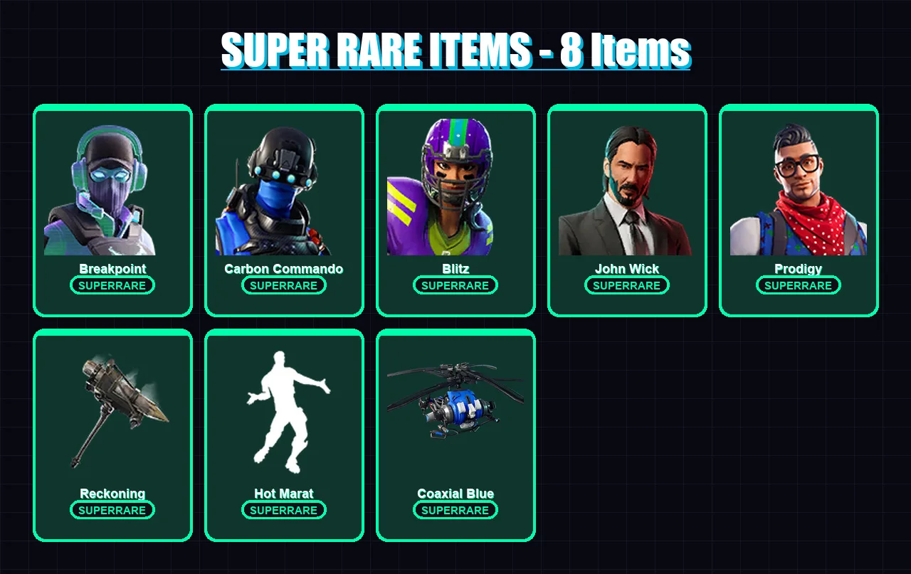 [PS4/PS5/XBOX/PC] | Breakpoint | Carbon Commando | Blitz | John Wick | Prodigy | 60 skin | 32 pickaxe | 42 emote | 32 glider | Lv309 — Fortnite account
