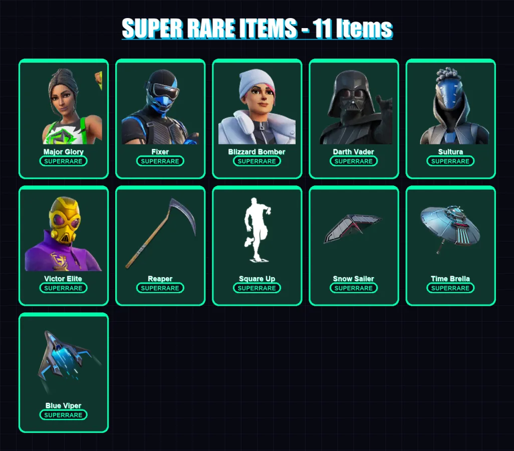 [PS4/PS5/PC] | Major Glory | Fixer | Blizzard Bomber | Darth Vader | Sultura | 200 skin | 243 pickaxe | 171 emote | 162 glider | Lv2944