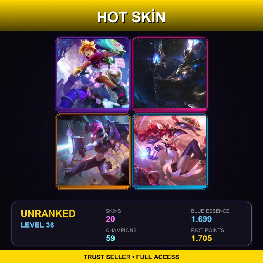 LAS | Lv36 | Unranked | 20 Skin | 59 Champ — LoL account
