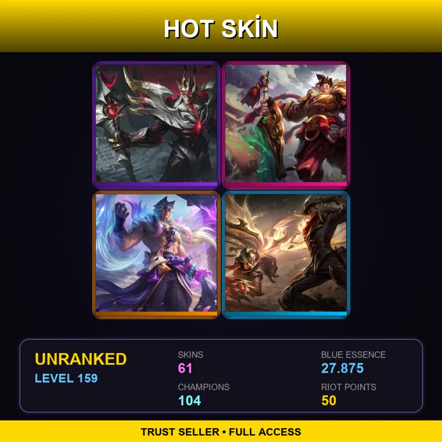 EUNE | Lv159 | Unranked | 61 Skin | 104 Champ — Midnight Ahri