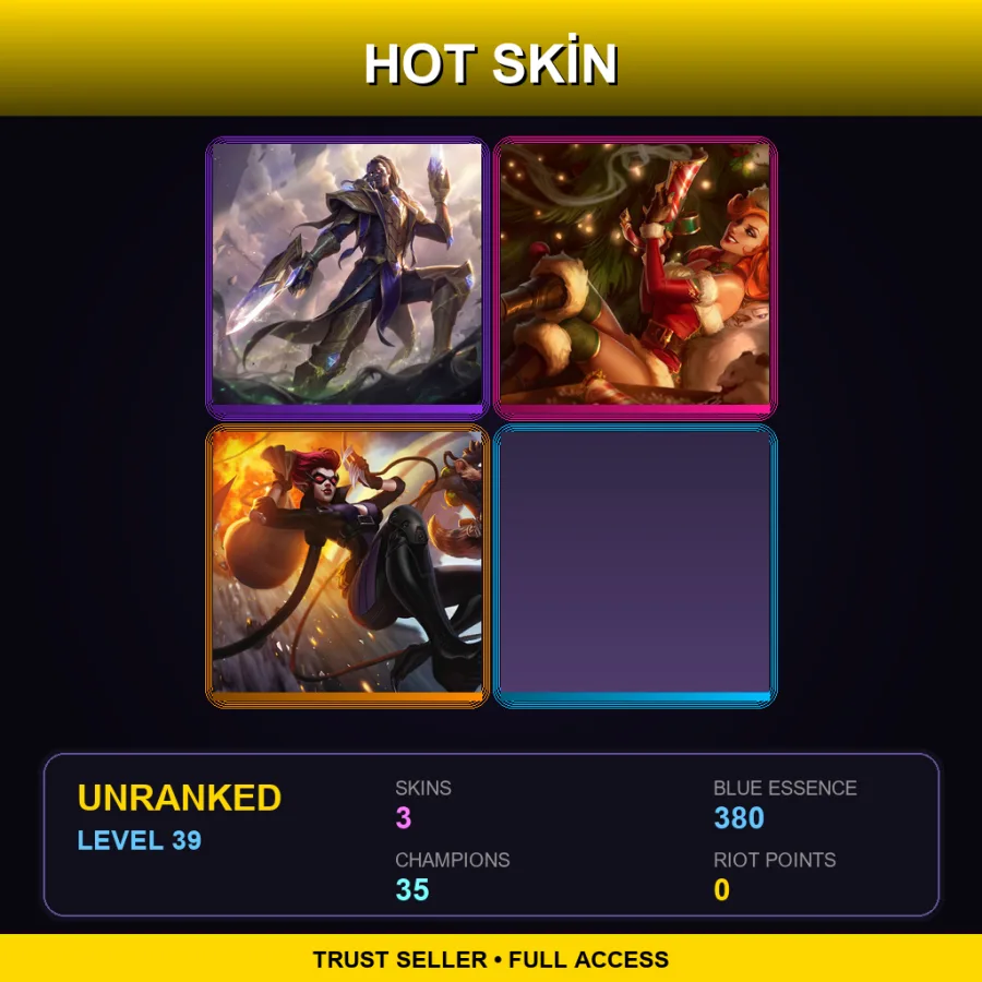 EUW | Lv39 | Unranked | 3 Skin | 35 Champ — LoL account