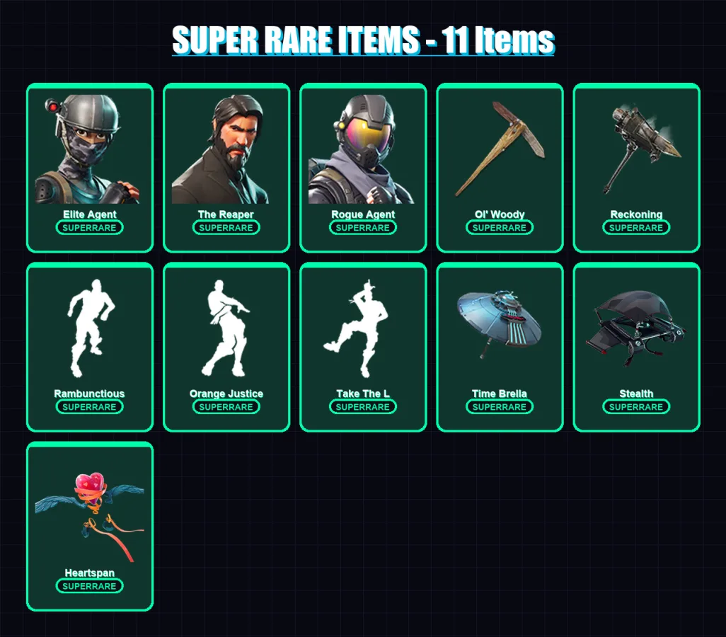 [PC/PSN] | Elite Agent | The Reaper | Rogue Agent | Valor | Blackheart | 64 skin | 72 pickaxe | 81 emote | 68 glider | Lv1136 — Fortnite account